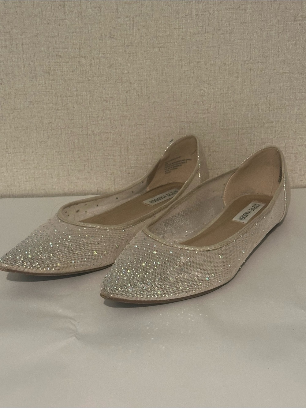 Steve Madden Women's Size 10 Glitter Pointed Flats - Sparkling Ivory